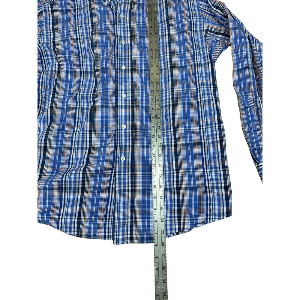 Ralph Lauren Mens Custom Fit Blue Orange Plaid Button Down Shirt Large L Pony - Picture 4 of 6